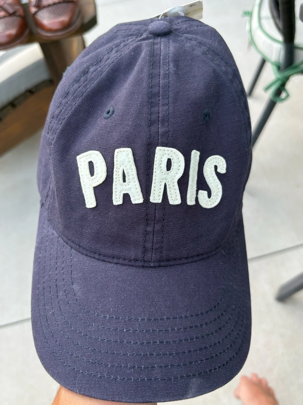 Adult Navy 'Paris' Baseball Cap - White Lettering NWT